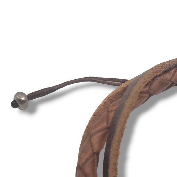 Multiple Strap Brown Leather  Bracelet Adjustable Stackable Unisex - Picture 10 of 10